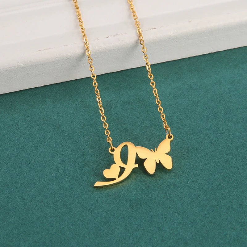 Schmetterling Kette mit Buchstabe