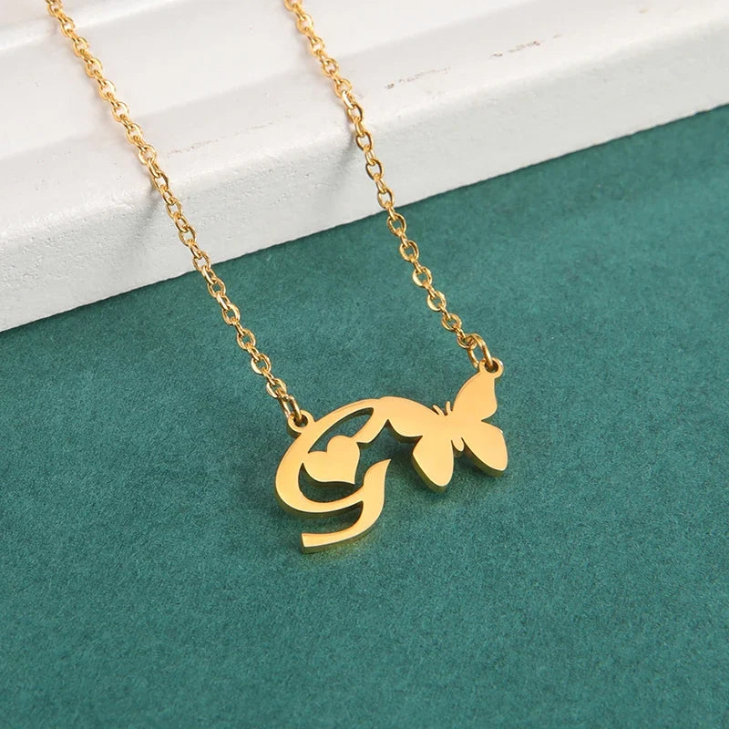 Schmetterling Kette mit Buchstabe