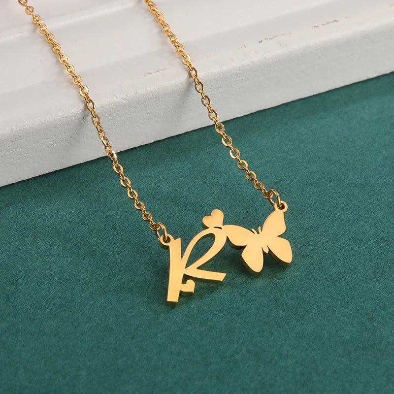Schmetterling Kette mit Buchstabe