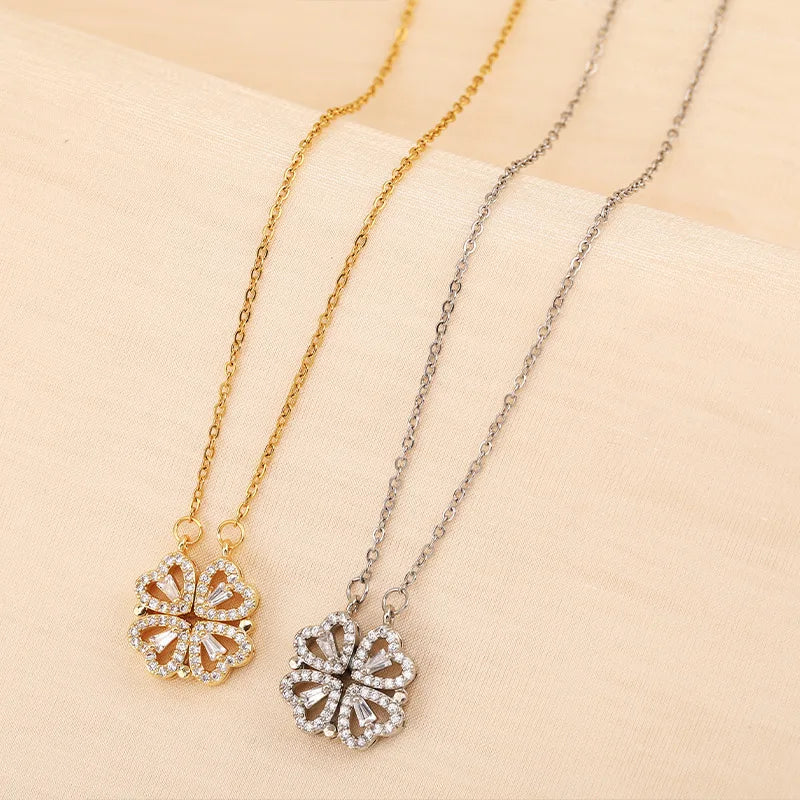Geschenkset Kleeblatt Kette mit ewigen Rosen
