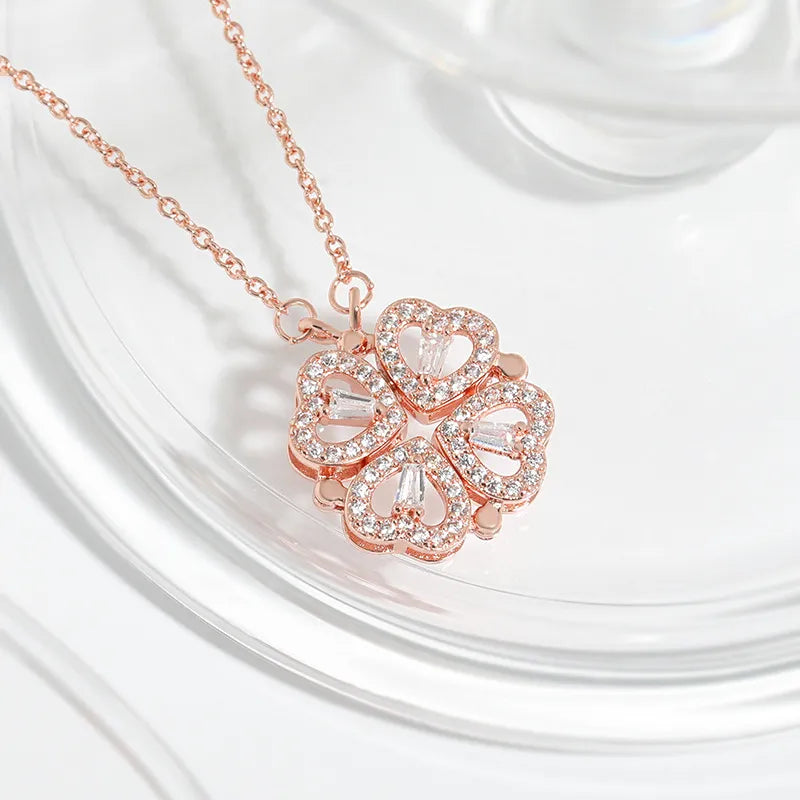 Geschenkset Kleeblatt Kette mit ewigen Rosen