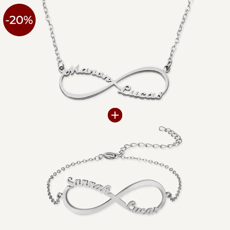Set aus Kette und Armband mit Unendlichkeitszeichen
