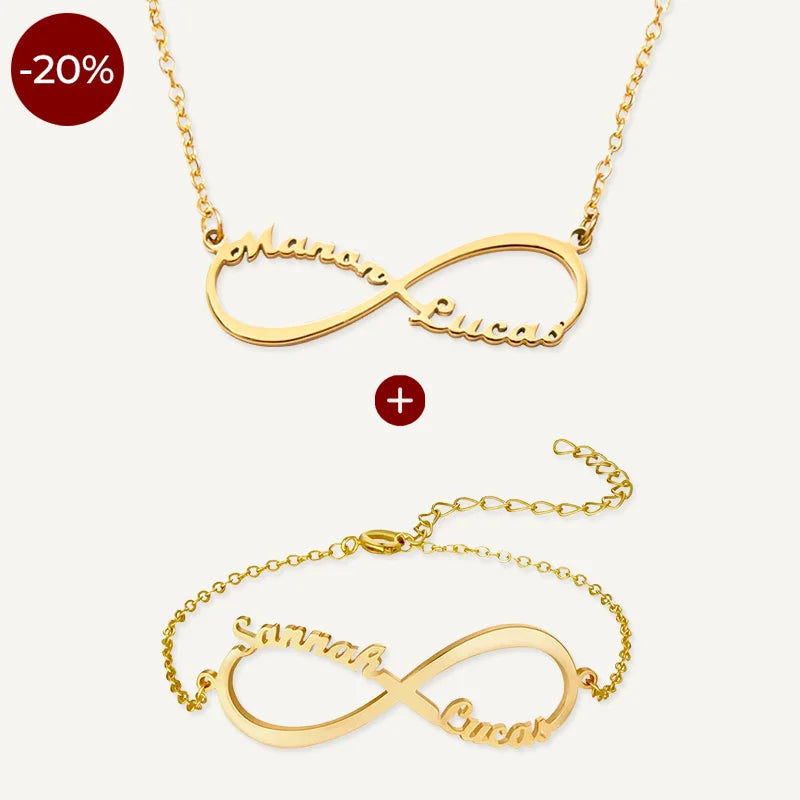 Set aus Kette und Armband mit Unendlichkeitszeichen