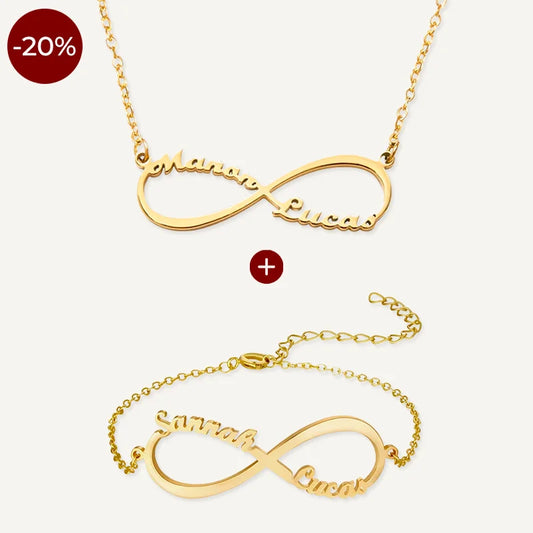 Set aus Kette und Armband mit Unendlichkeitszeichen
