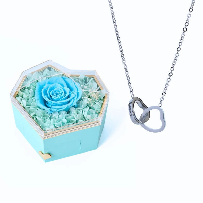 Geschenkset Herzbox mit ewiger Rose und Kette