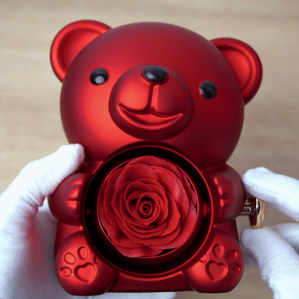 Rosenbär mit personalisierter Kette im Set