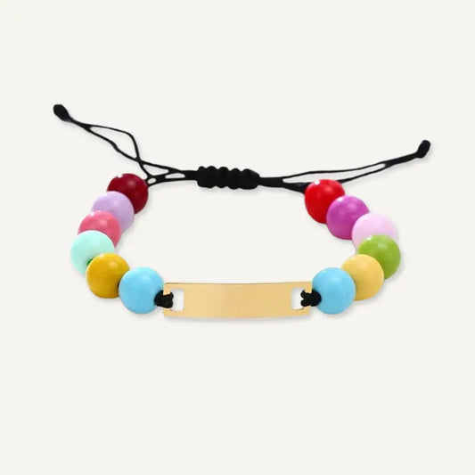 Kinderarmband mit bunten Perlen und Gravur