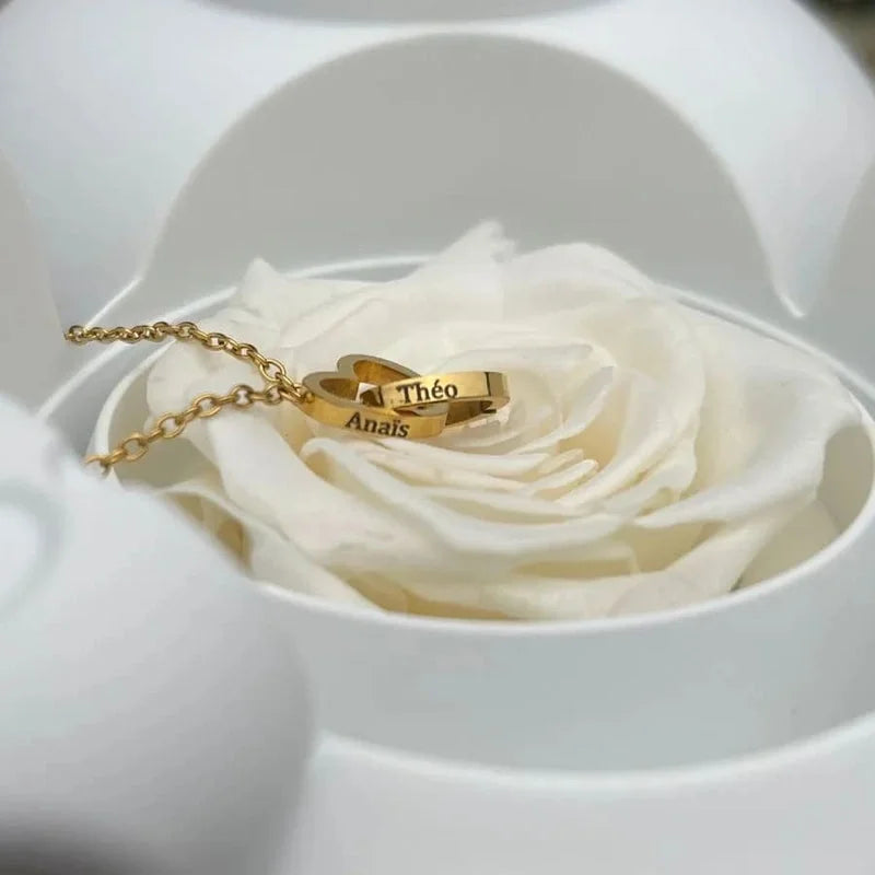 Rosenbär mit personalisierter Kette im Set