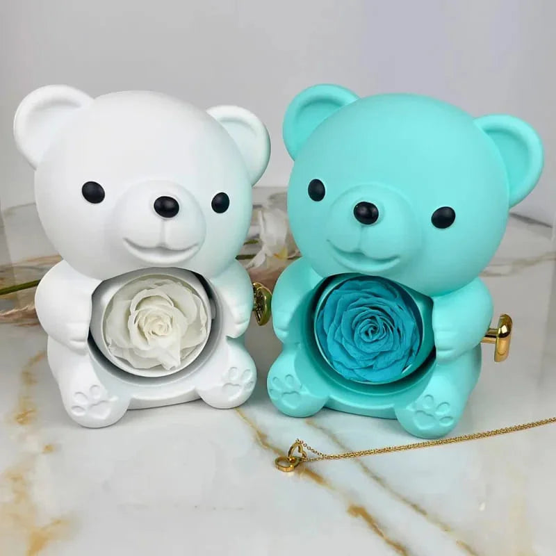 Rosenbär mit personalisierter Kette im Set