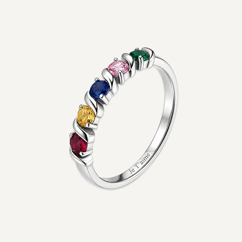 Geburtsstein Ring mit Gravur