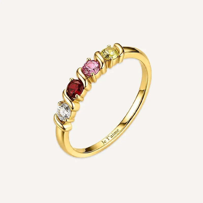 Geburtsstein Ring mit Gravur