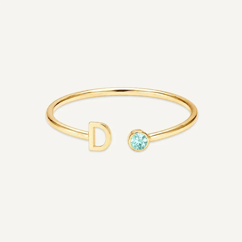 Geburtsstein Ring mit Initiale