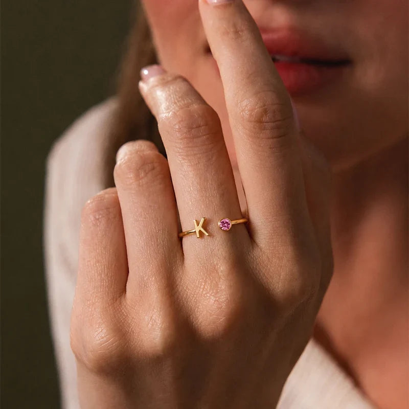 Geburtsstein Ring mit Initiale