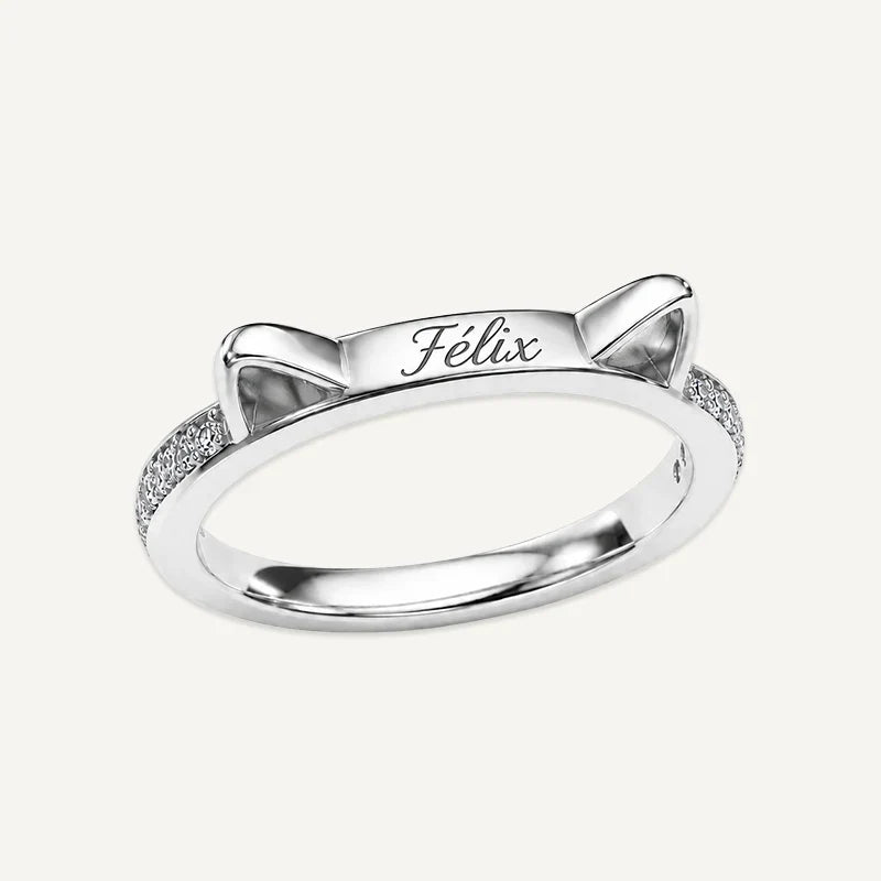 Ring mit Katzenohren und Namensgravur