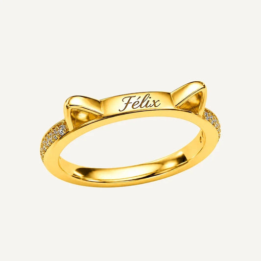 Ring mit Katzenohren und Namensgravur