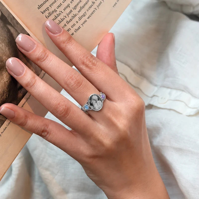Foto Ring mit 2 Geburtssteinen