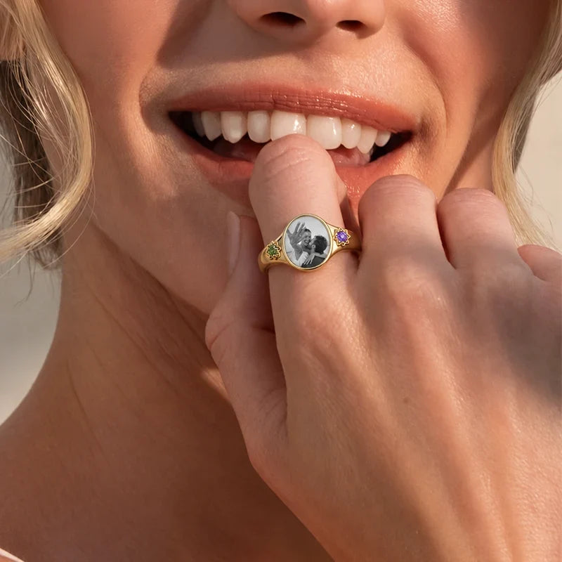 Foto Ring mit 2 Geburtssteinen
