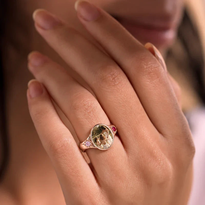 Foto Ring mit 2 Geburtssteinen
