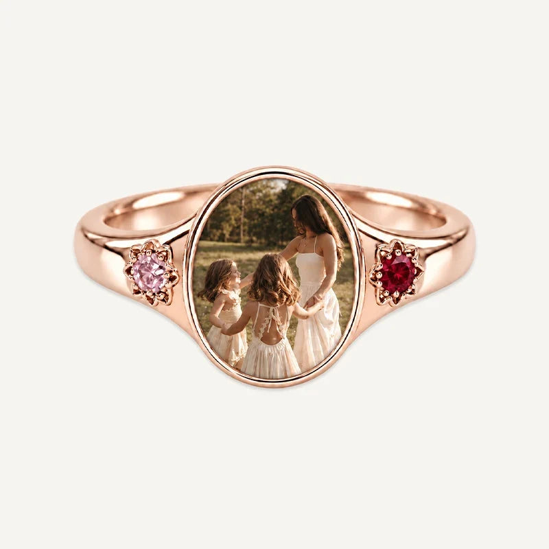 Foto Ring mit 2 Geburtssteinen