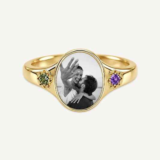 Foto Ring mit 2 Geburtssteinen