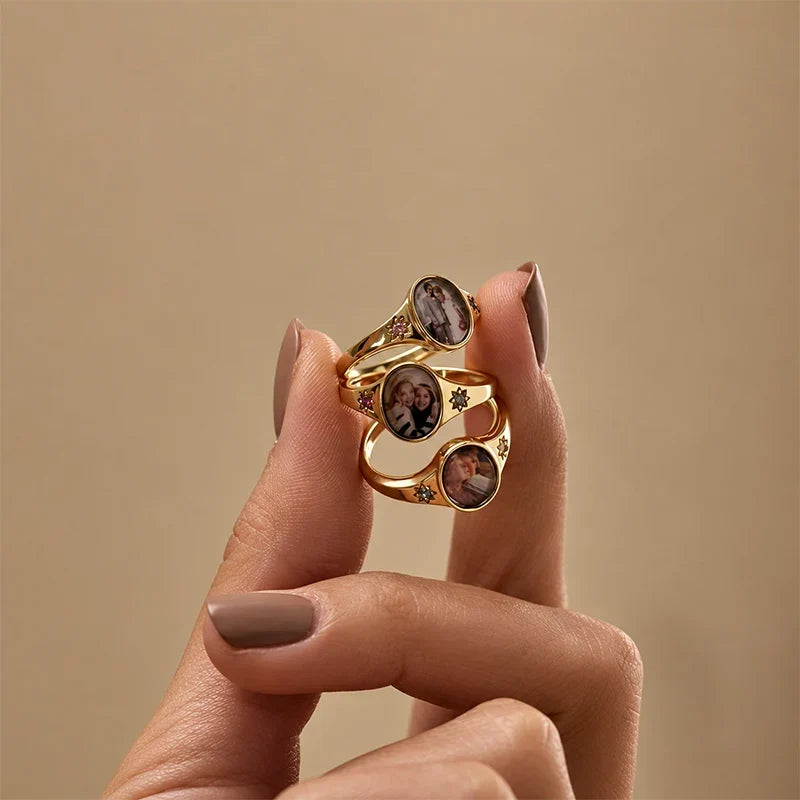 Foto Ring mit 2 Geburtssteinen
