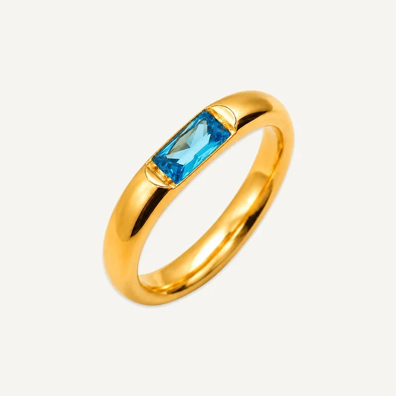 Geburtsstein Ring eckig