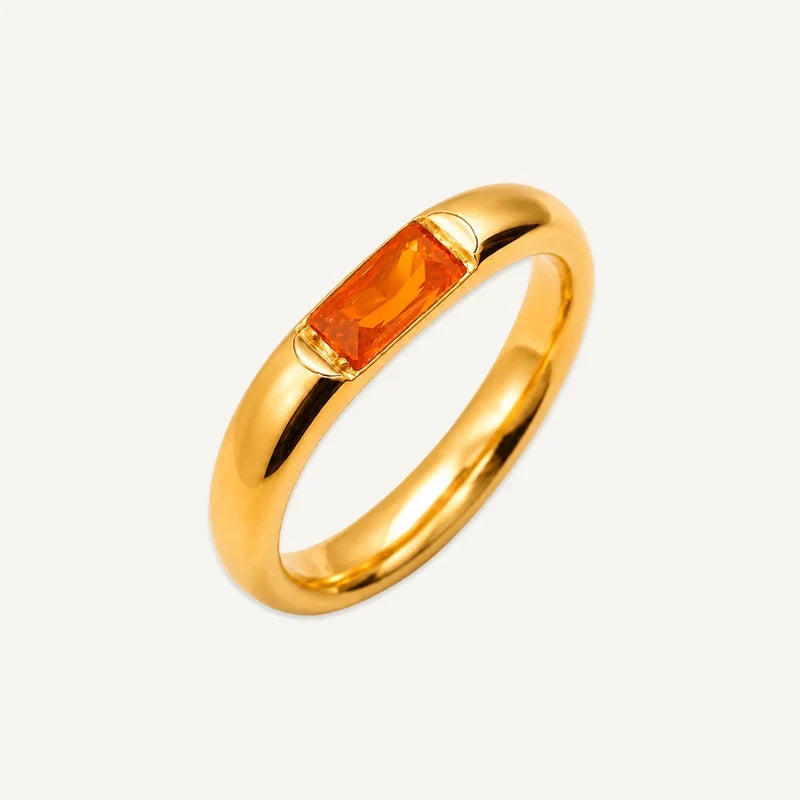 Geburtsstein Ring eckig