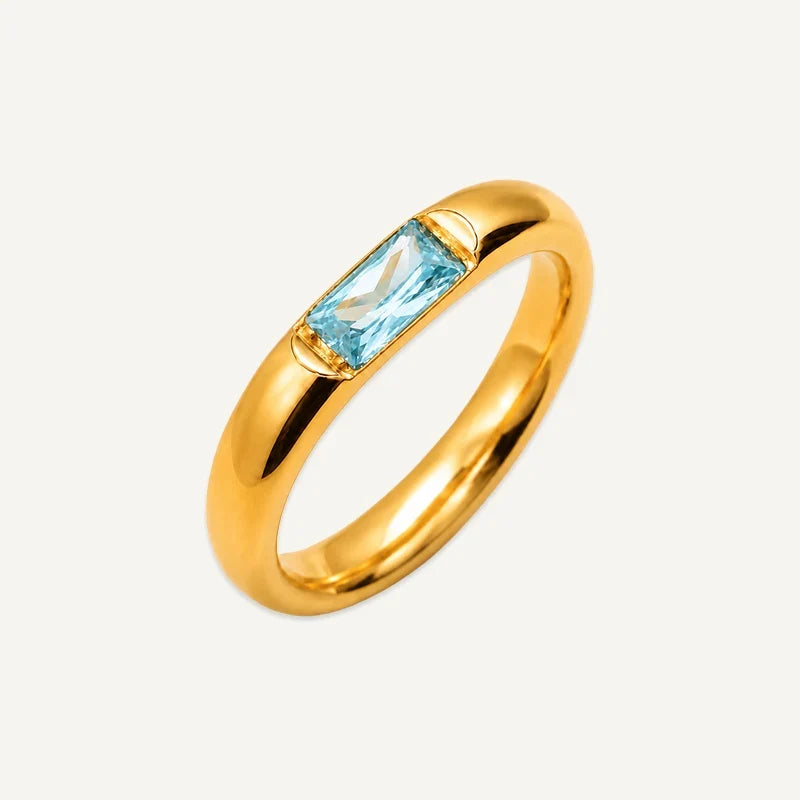 Geburtsstein Ring eckig