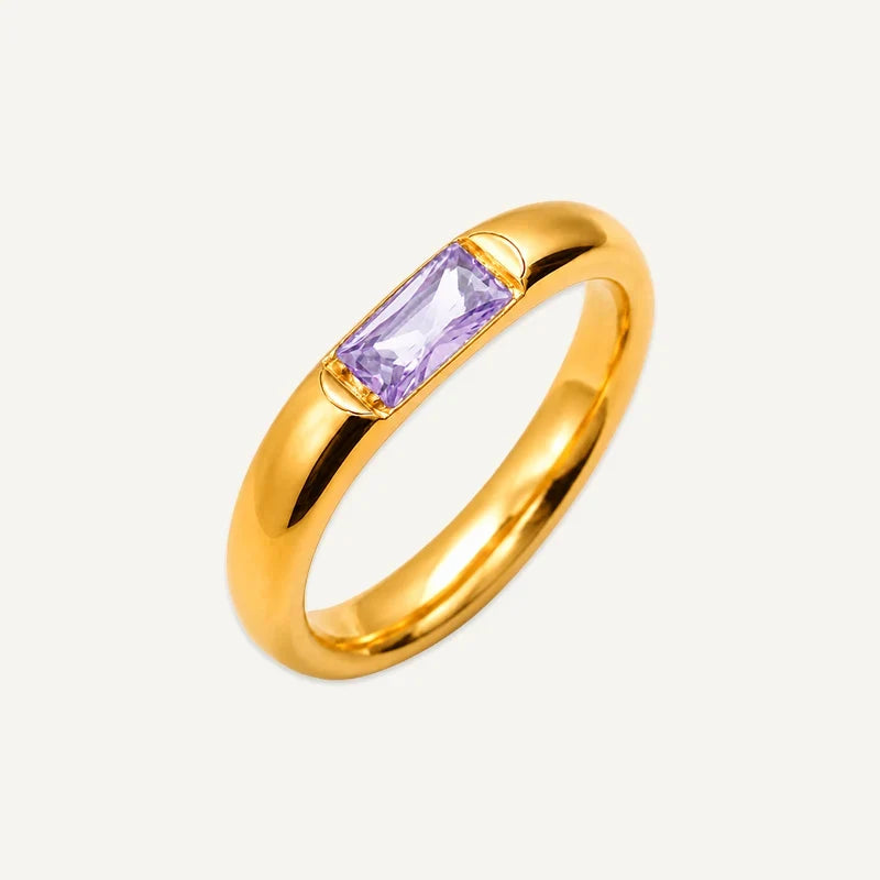 Geburtsstein Ring eckig