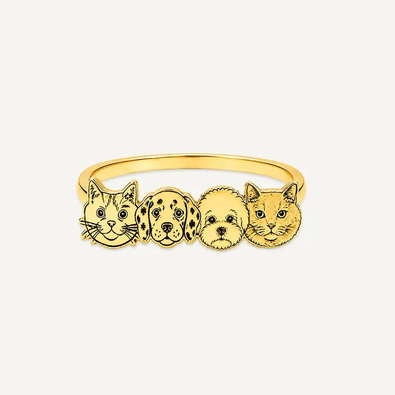 Ring mit Tiergesicht graviert