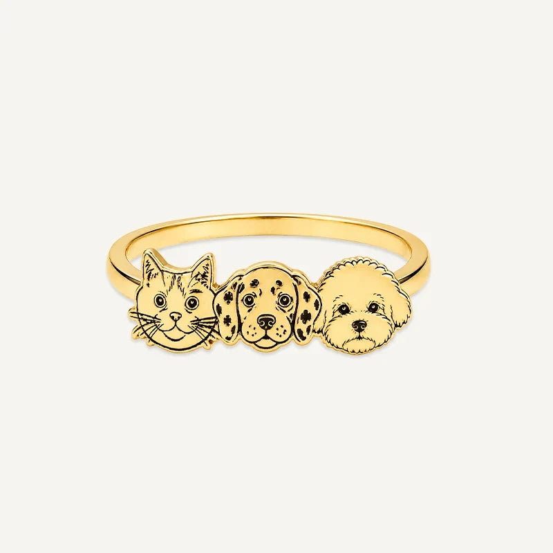 Ring mit Tiergesicht graviert