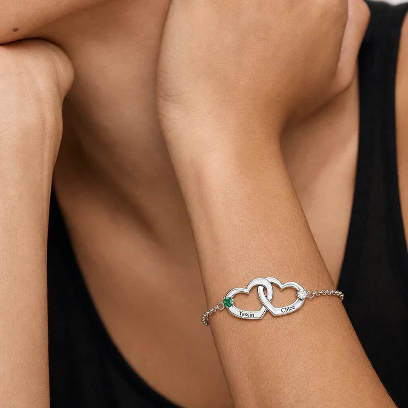Herz Armband mit Namen und Geburtssteinen