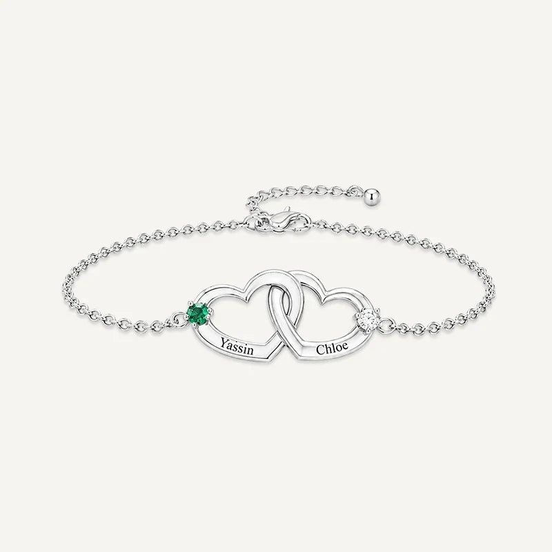 Herz Armband mit Namen und Geburtssteinen