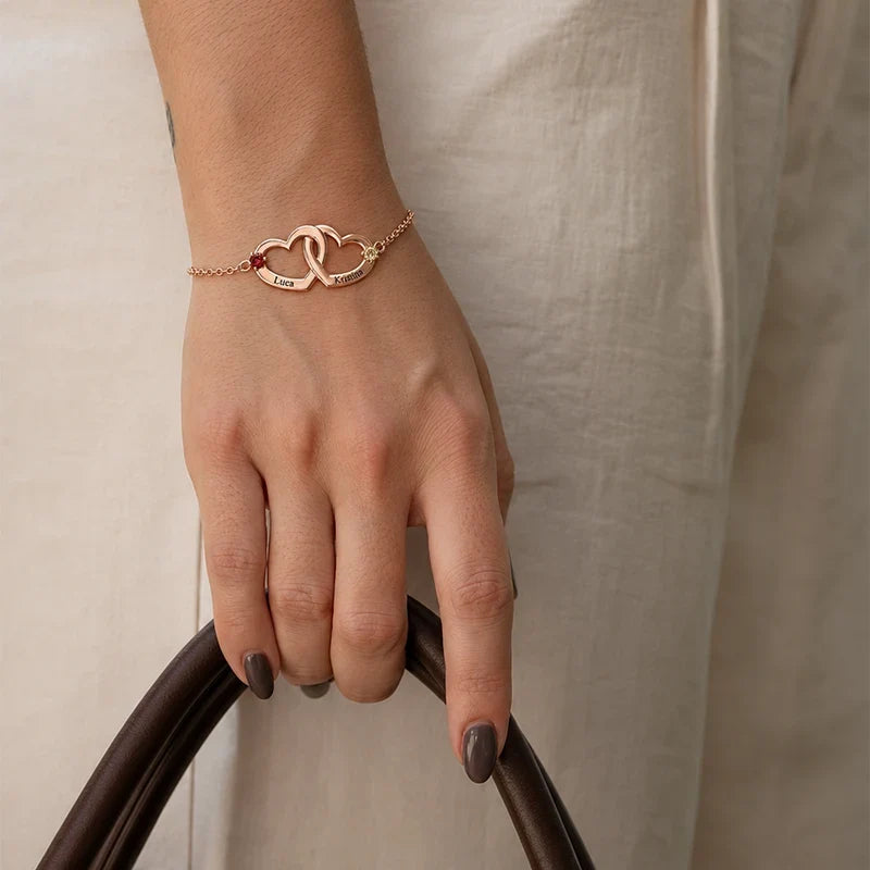 Herz Armband mit Namen und Geburtssteinen