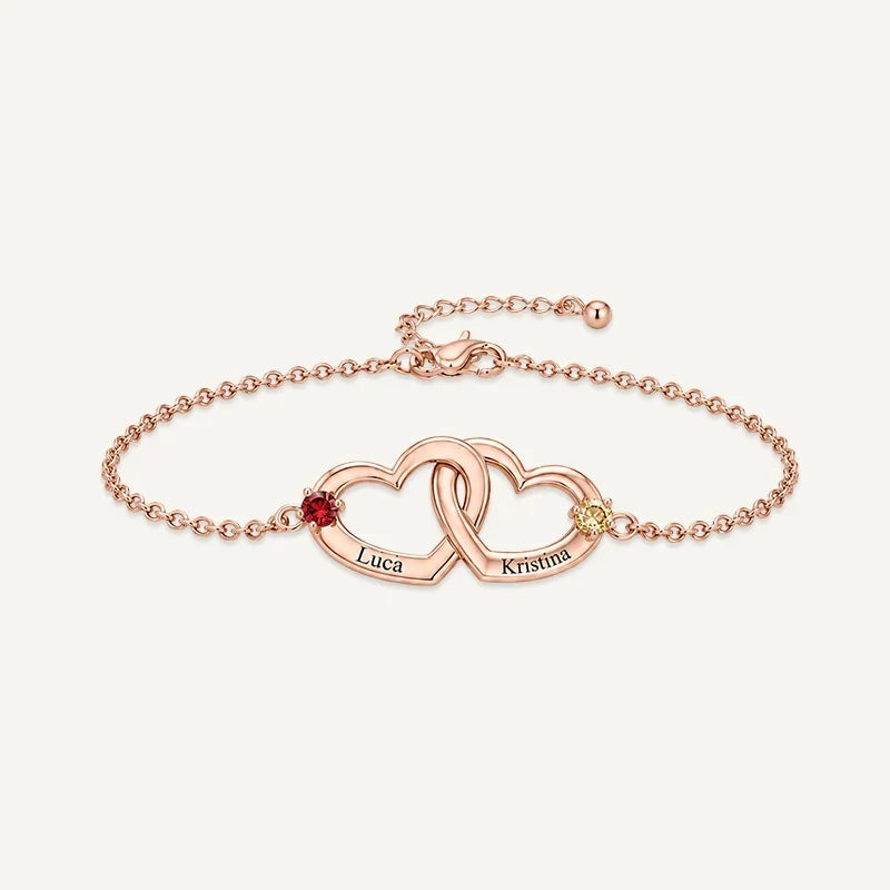 Herz Armband mit Namen und Geburtssteinen
