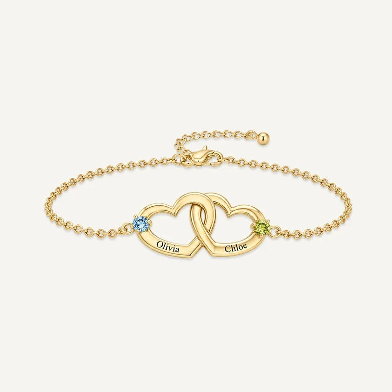 Herz Armband mit Namen und Geburtssteinen