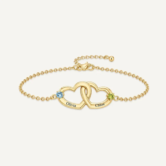 Herz Armband mit Namen und Geburtssteinen
