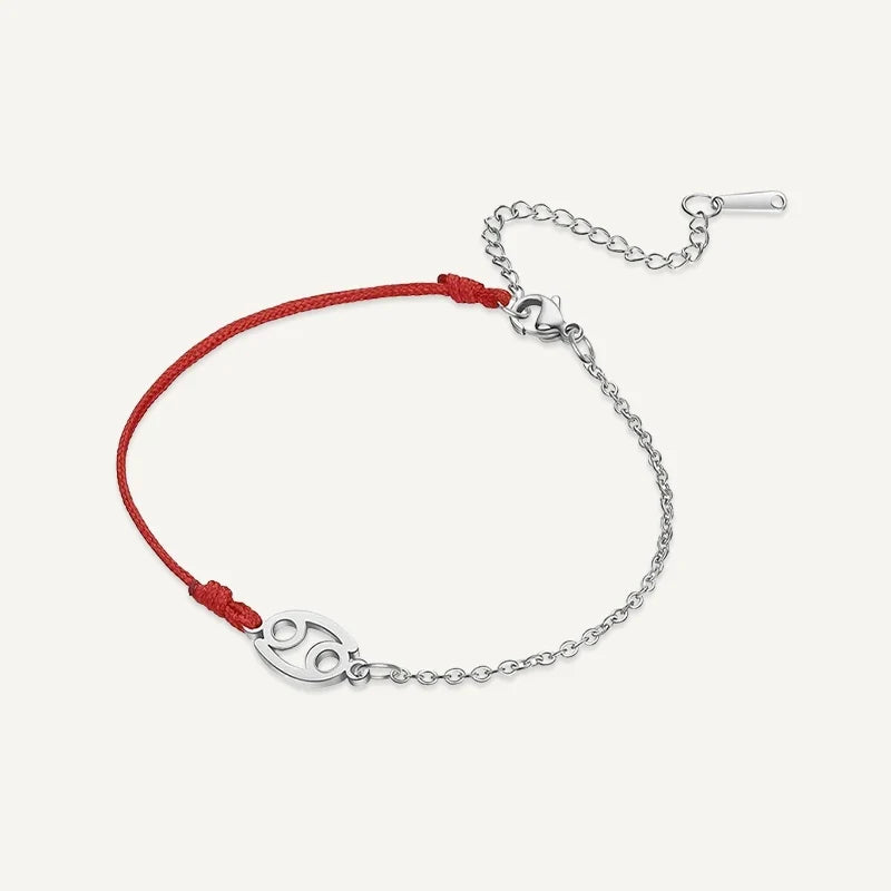 Sternzeichen Armband mit roter Schnur und Kette