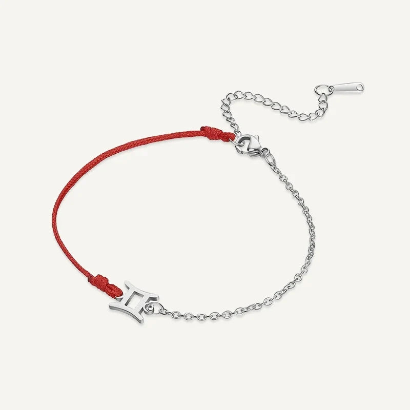 Sternzeichen Armband mit roter Schnur und Kette