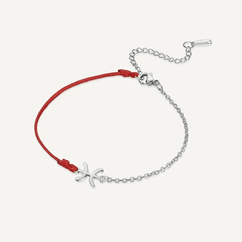 Sternzeichen Armband mit roter Schnur und Kette