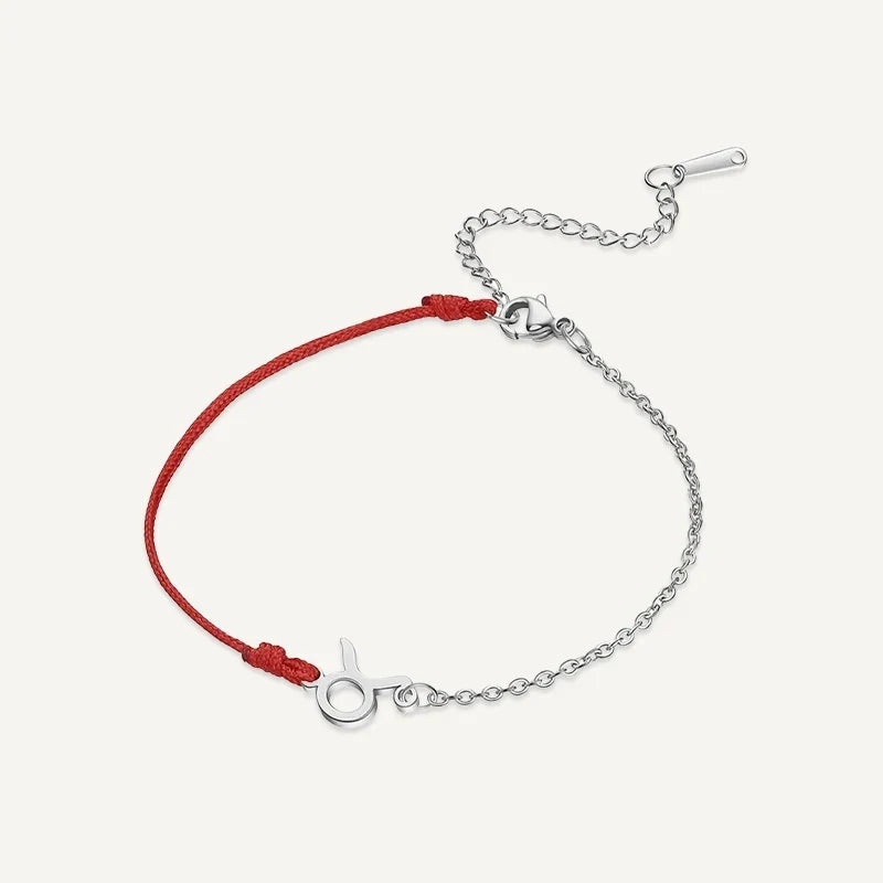 Sternzeichen Armband mit roter Schnur und Kette