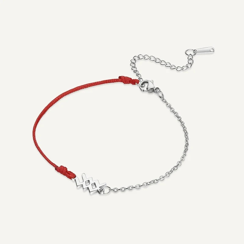 Sternzeichen Armband mit roter Schnur und Kette