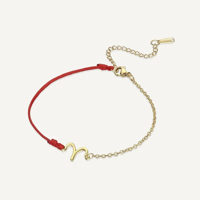 Sternzeichen Armband mit roter Schnur und Kette