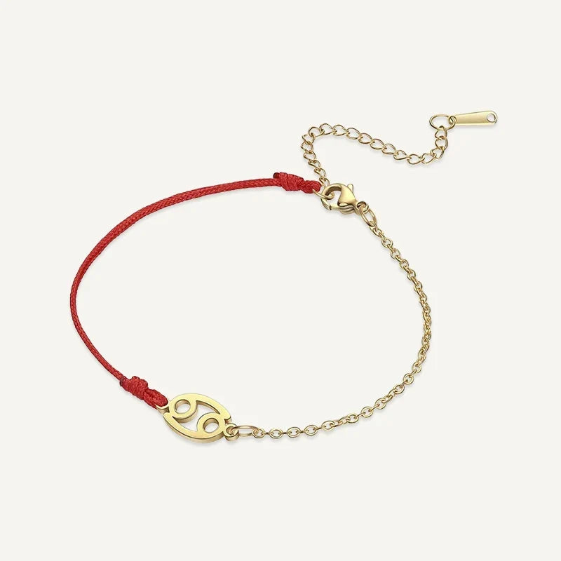 Sternzeichen Armband mit roter Schnur und Kette