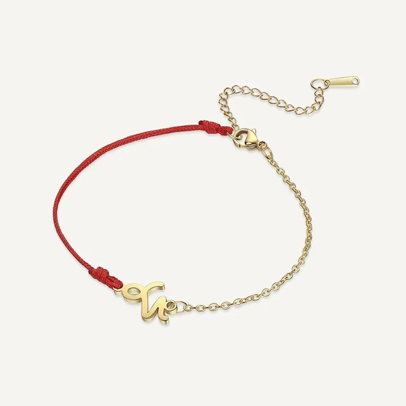 Sternzeichen Armband mit roter Schnur und Kette