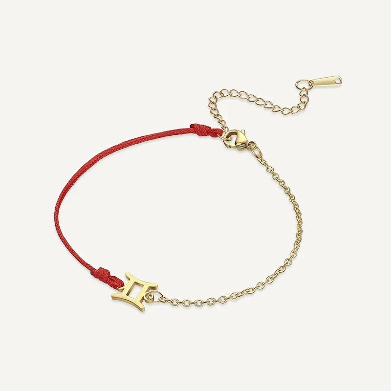 Sternzeichen Armband mit roter Schnur und Kette
