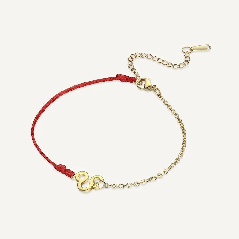 Sternzeichen Armband mit roter Schnur und Kette