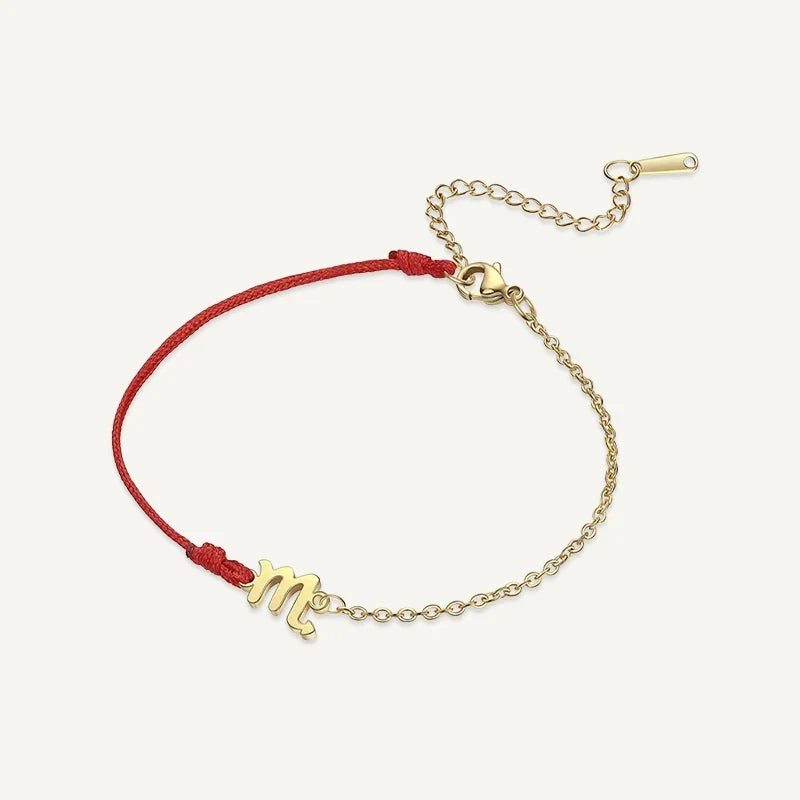 Sternzeichen Armband mit roter Schnur und Kette