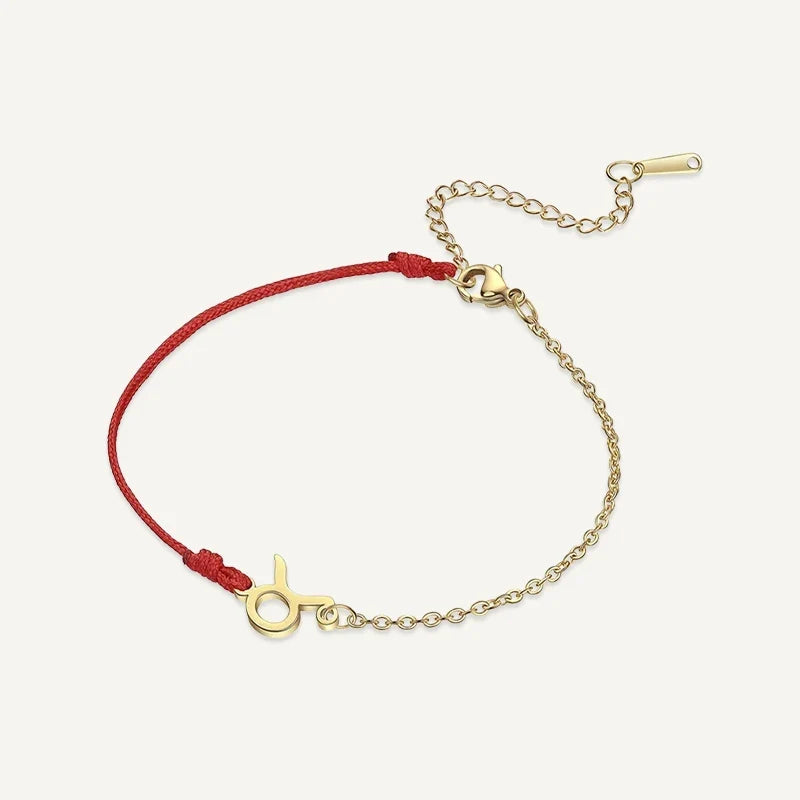 Sternzeichen Armband mit roter Schnur und Kette