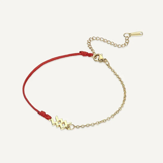Sternzeichen Armband mit roter Schnur und Kette